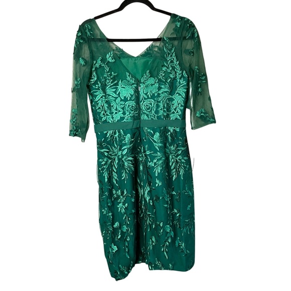 JJ’S HOUSE Emerald Green Fully Lined Cocktail / Special Occasion Dress US Sz 10 - Picture 4 of 11